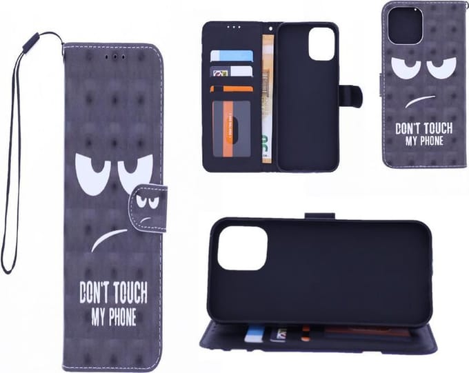 Bookcase Geschikt voor: iPhone 12 Pro Bookcase met print - Don't Touch My Phone 3D
