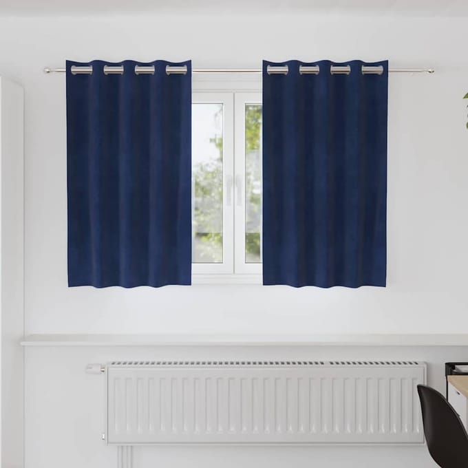 vidaXL - Gordijnen - 2 - st - Donkerblauw - 140 - x - 140 - cm - fluweel