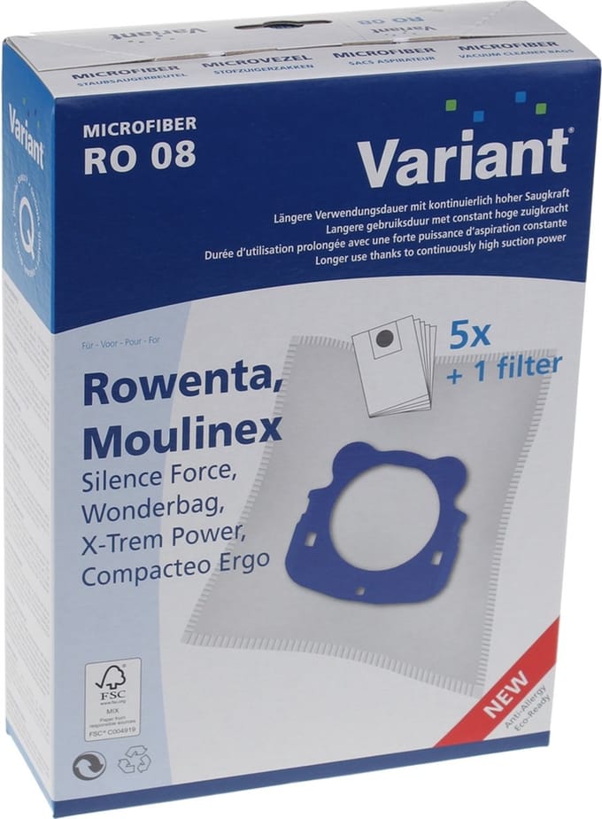Geschikt voor ROWENTA - STOFZUIGERZAK - RO08 5st+filter microfiber - ZR200520