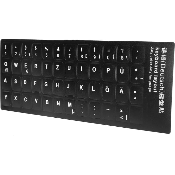 Duitse Toetsenbordsticker Vervangingstoetsenbordsticker voor Desktopcomputer Laptop black