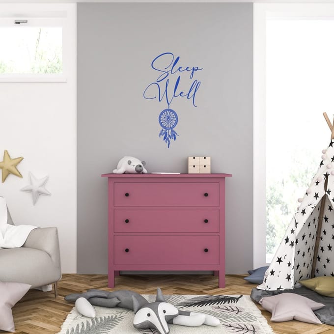 Muursticker - Sleep Well - 40,6 x 65,8 - Blauw