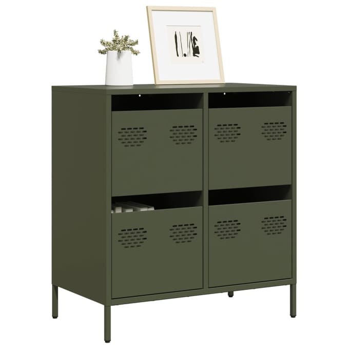 vidaXL - Dressoir - 68x39x73,5 - cm - koudgewalst - staal - olijfgroen