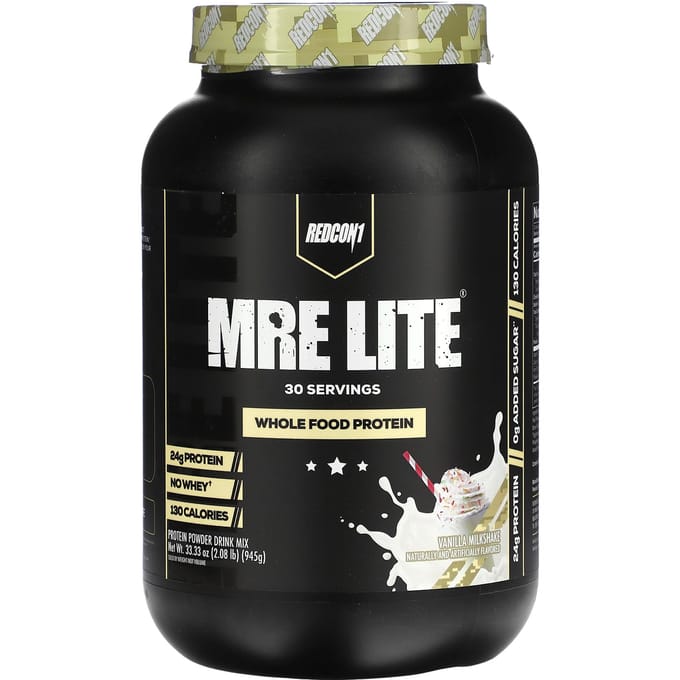 Redcon1, MRE Lite, Volwaardige Eiwit, Vanille Milkshake, 2,08 lb (945 g)