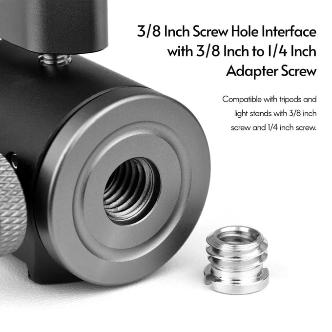 2-in-1 360 graden draaibaar kogelkop voor tweeërlei gebruik Cold Shoe Mount Mini-balhoofd met 1/4 schroef Extra koud zwart