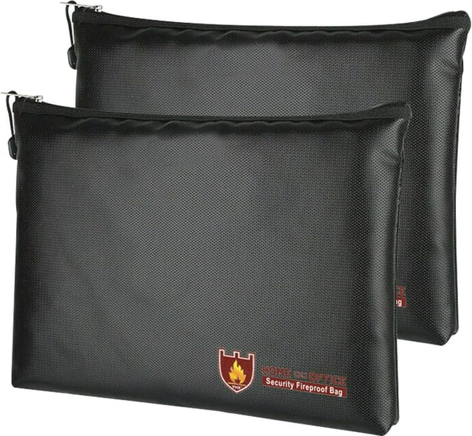 Vuurvaste documententas 2 stuks - waterdichte tas voor documenten, geld en waardevolle spullen - grote capaciteit, 34 x 25 cm