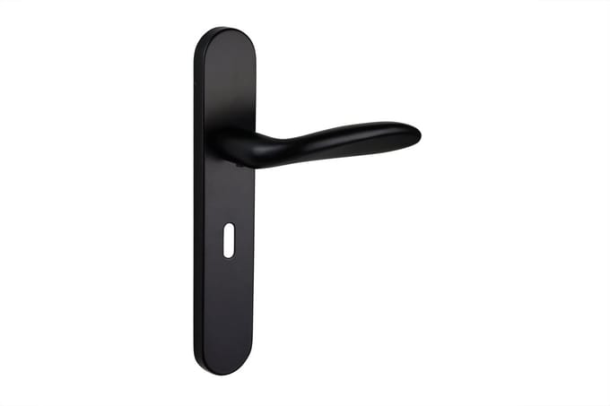 Lavuzo deurkruk Benevento Zwart met afgerond schild SL56 | Per set | Deurklink met schild