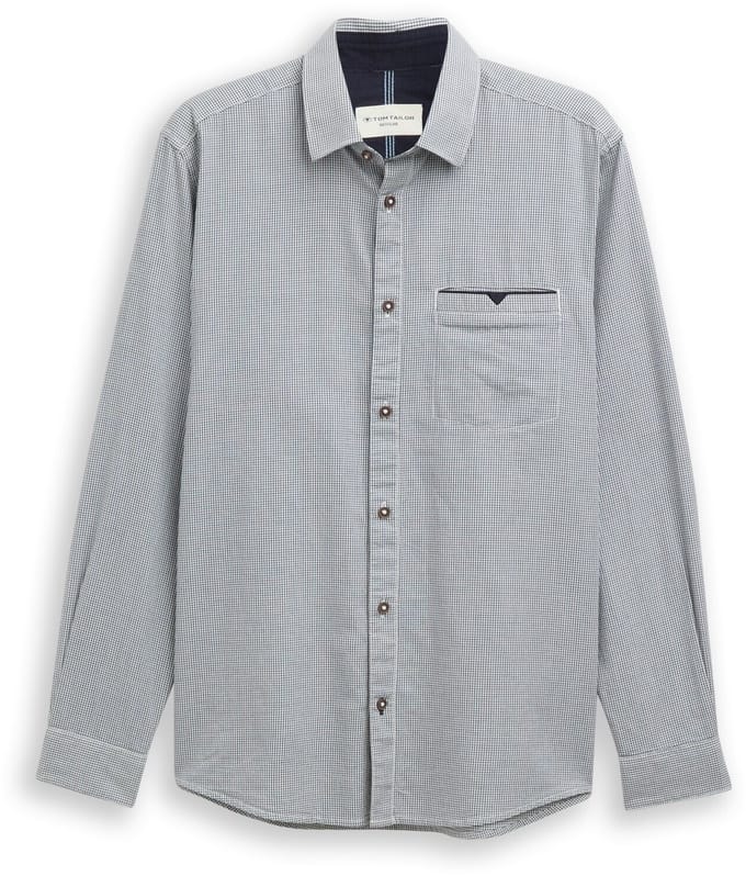 Tom Tailor - Regular fit overhemd met borstzak - Maat XS - blue small structure