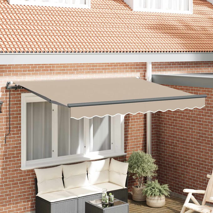 vidaXL - Uitschuifbare - luifel - Beige - 350 - x - 200 - cm - Stof