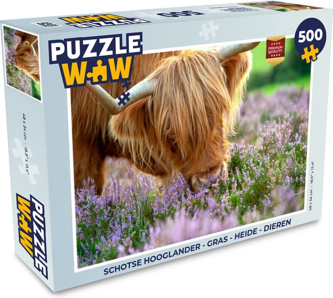 Puzzel Schotse Hooglander - Gras - Heide - Dieren - Legpuzzel - Puzzel 500 stukjes