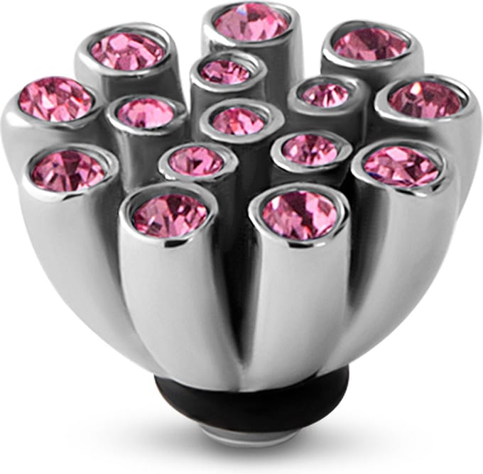 Melano Twisted Coral Steentje Fuchsia | Zilver