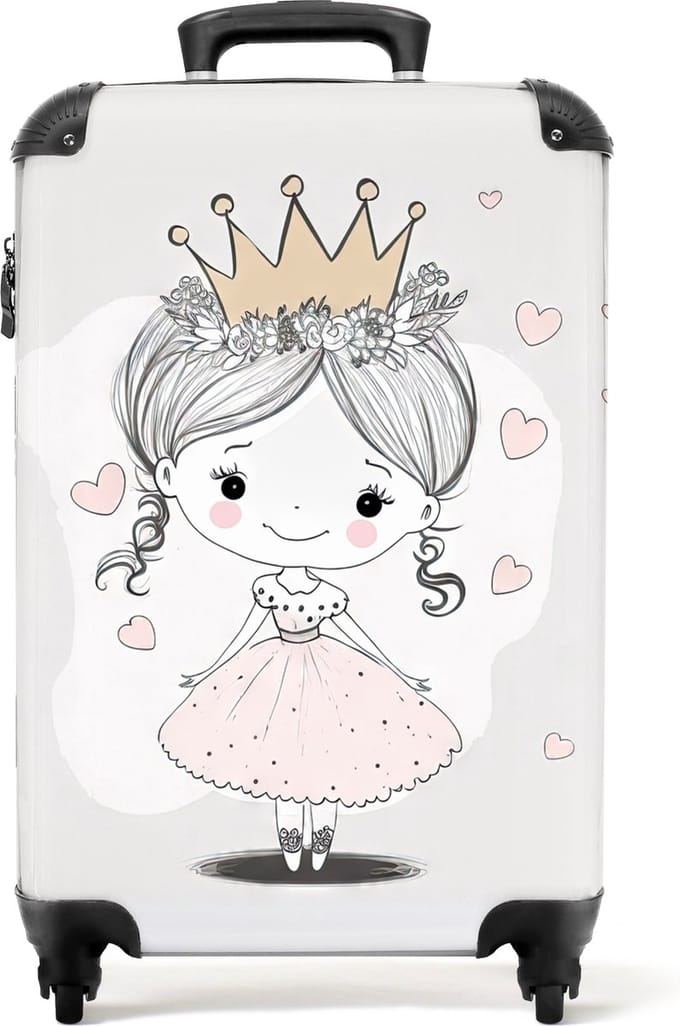 NoBoringSuitcases.com® - Prinses kinderkoffer - Reiskoffer meisje - 55x35x25