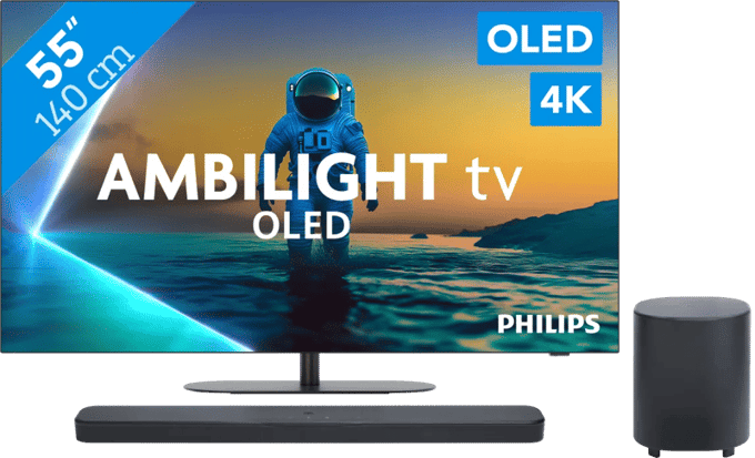 Philips Ambilight 55'' OLED810 4K (2025) + JBL Bar 500 MK2 Zwart