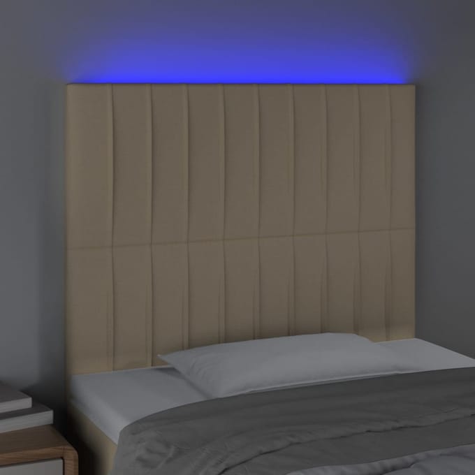 vidaXL - Hoofdbord - LED - 90x5x118/128 - cm - stof - crèmekleurig