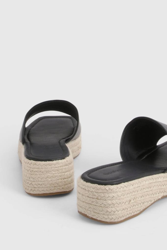 boohoo Dames Espadrille Mule Sleehakken | Black | Maat: 4