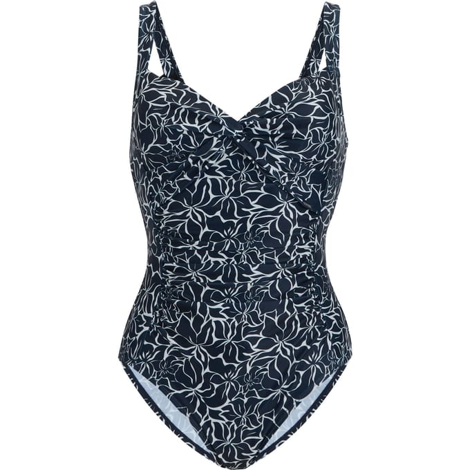 Regatta Dames Sakari Buikcontour Bloemen Einteilig Badpak (Marineblauw)
