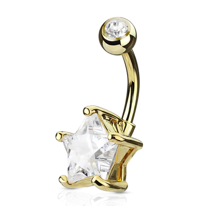 Navelpiercing star met steen - goud - LMPiercings