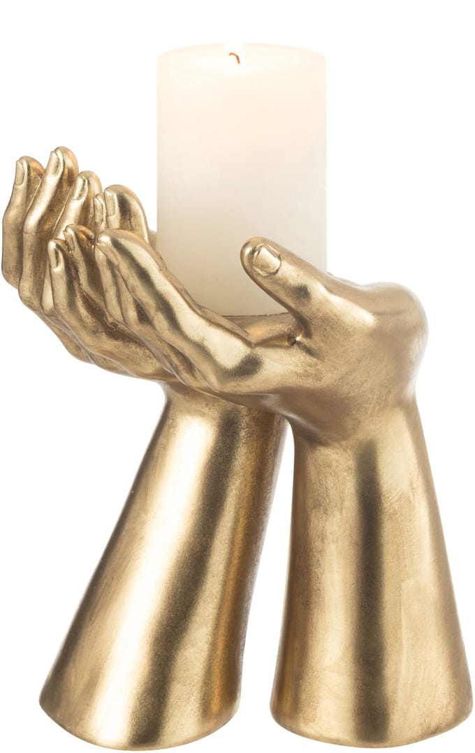 J-Line kandelaar Handen - polyresin - goud