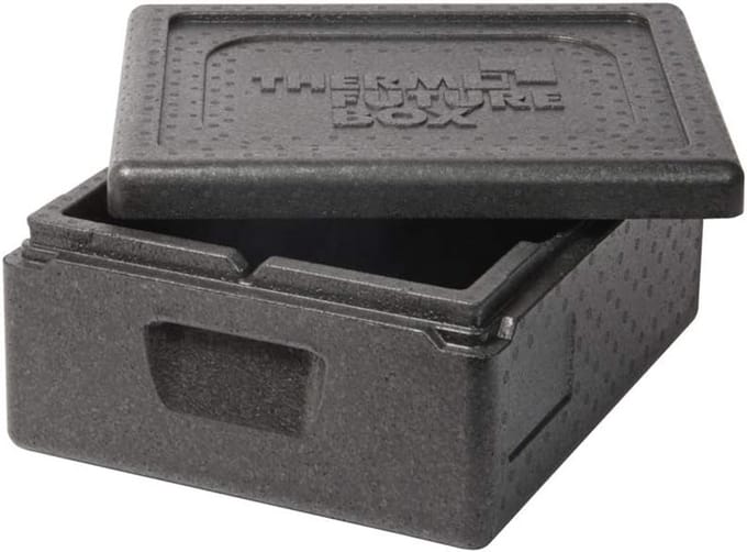 Koelbox en transportbox met deksel, thermobox van EPP, zwart, 10 liter