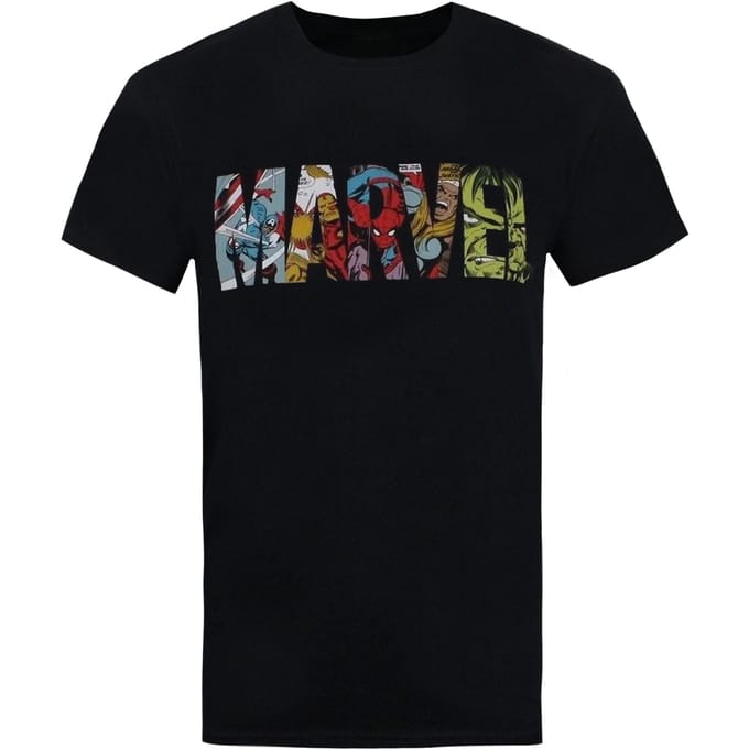 Marvel Heren Stripverhaal Logo T-shirt (Zwart)