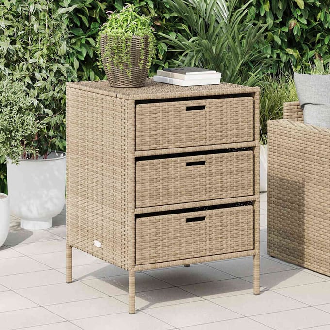 vidaXL - Tuinkast - 55x59x80 - cm - poly - rattan - beige