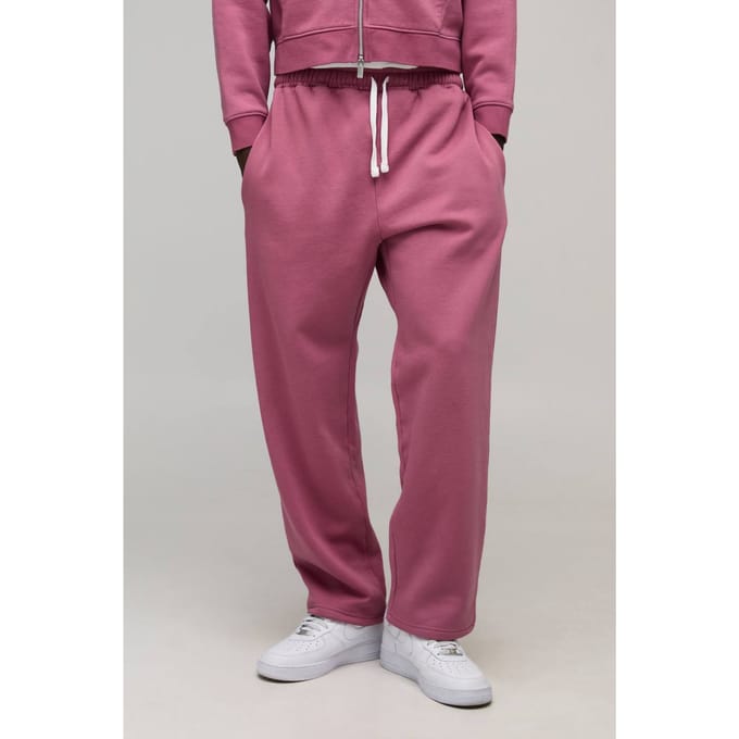 Essentiële Gewassen Baggy Lage Kruis Joggingbroek | Washed Pink | Size Medium