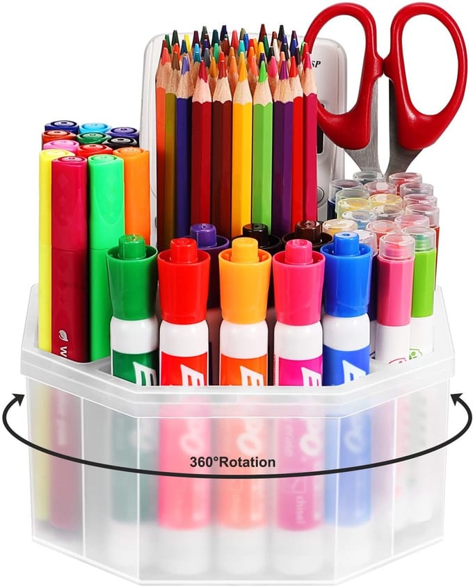Dailygoods - 360 Graden Roterende Transparante Bureau-Organizer en Penhouder