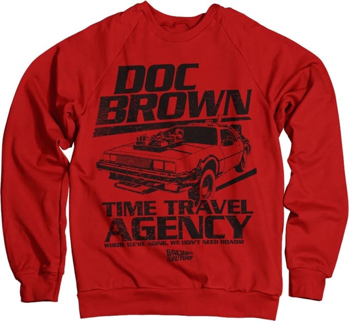 Back to the Future Doc Brown Time Travel Agency-sweatshirt, rood