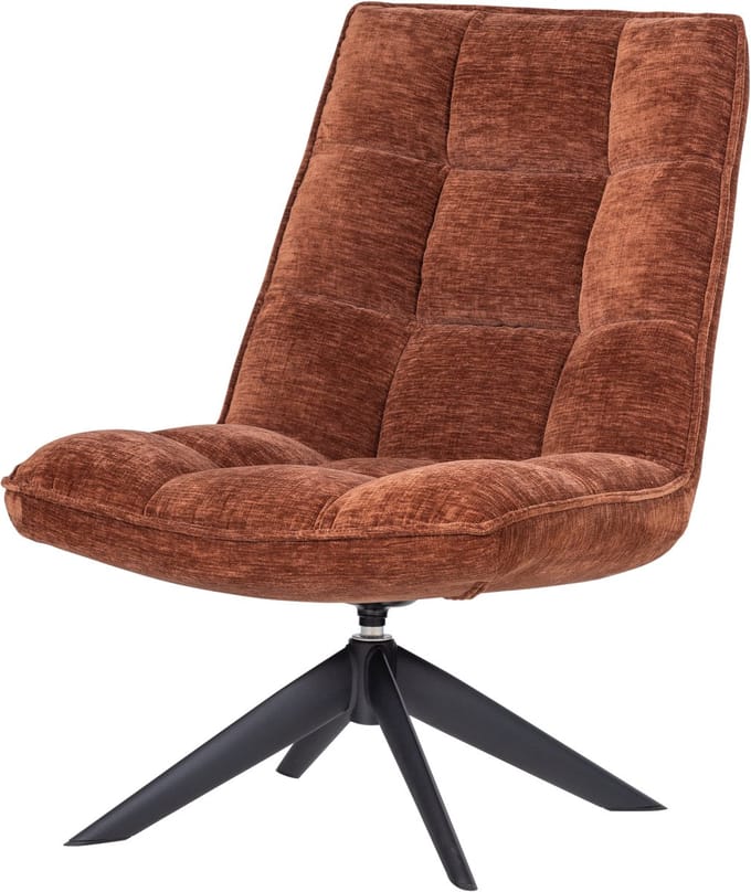 WOOOD Jouke Draaifauteuil - Chenille Structuur - Roestbruin - 97x70x85