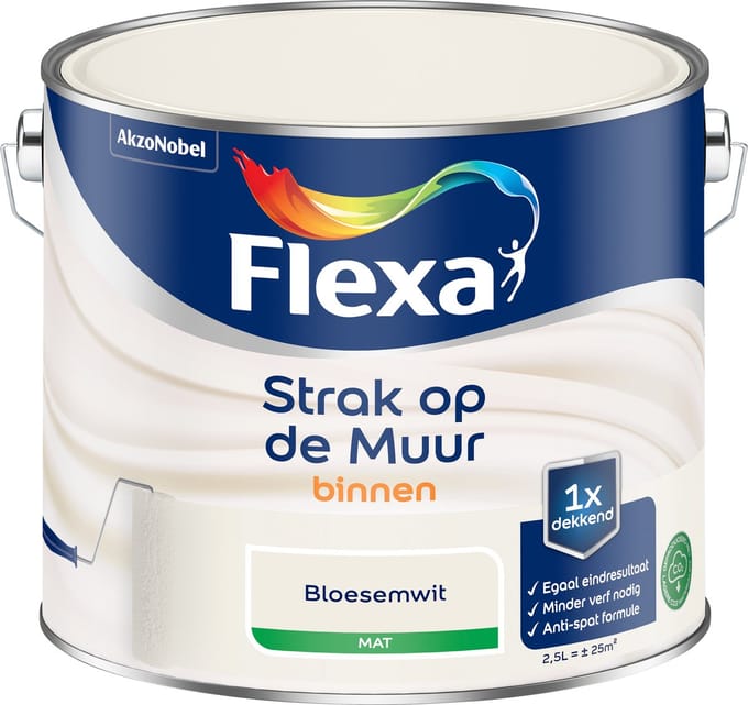 Flexa Strak Op De Muur Muurverf - Mat - Bloesemwit - 2,5l
