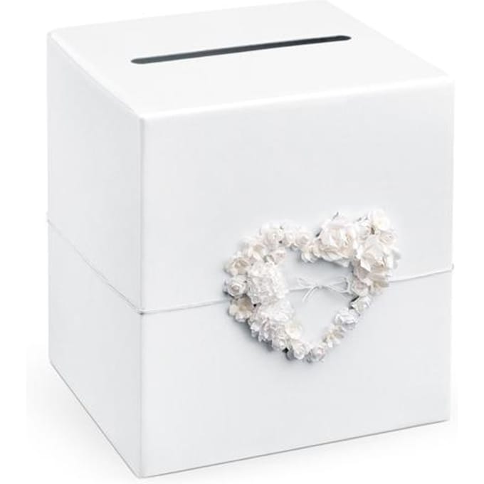PARTYDECO - Witte enveloppendoos met rozenhart