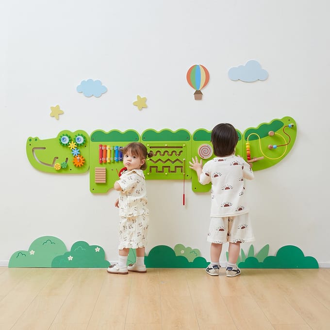 Vigatoys - Houten - Wandspeelbord - Krokodil Junior Groot - Lengte 180cm