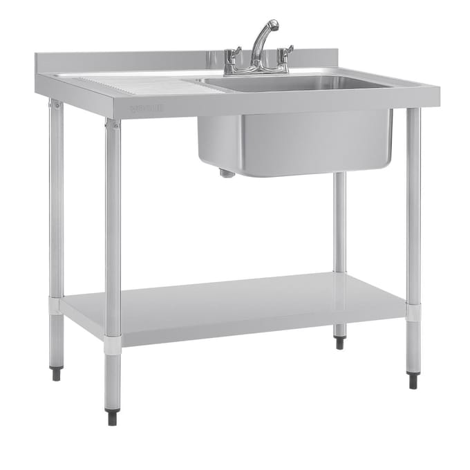 Vogue RVS Spoeltafel Met Afdruiprek Links - Vogue DY821 - Horeca & Professioneel