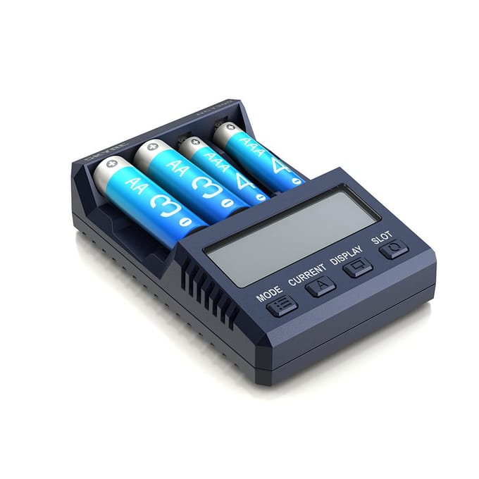 SKYRC 4-slots slimme batterijlader, ontlader en analyser voor AA/AAA Ni-MH blauw