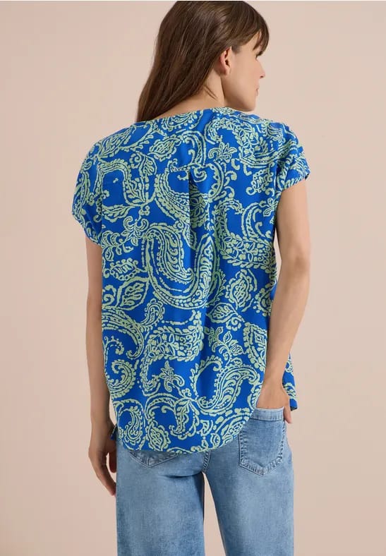 Blouse shirt met ronde hals en print