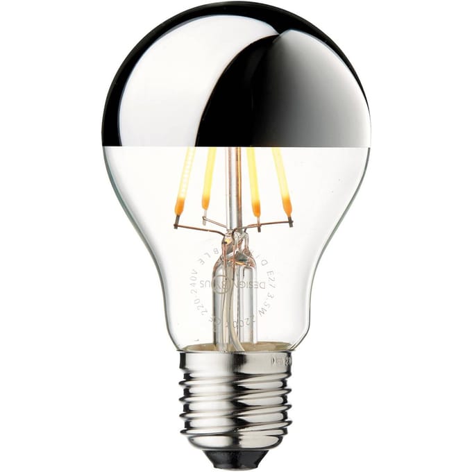 DESIGN BY US LED lamp E27 met spiegelende kap, zilver, 3,6 W, 2.700 K, dimbaar