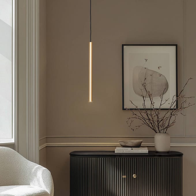Argon LED hanglamp Rulo, goud, Ø 3,2 cm, staal, 3000 K