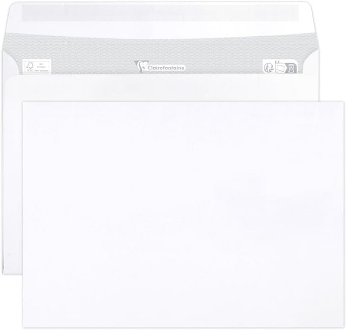 Doos van 500 Zelfklevende C5 Enveloppen Wit Papier 90g - PEFC Gecertificeerd