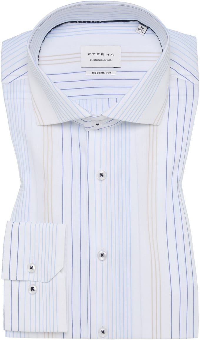 ETERNA - Heren hemd - Maat 42 - Mannen - blauw - katoen