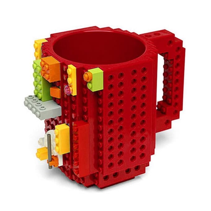 Gepersonaliseerde creatieve bouwsteen montagebeker Educatieve waterbeker voor kinderen Valbestendige mok 301-400ml blauw