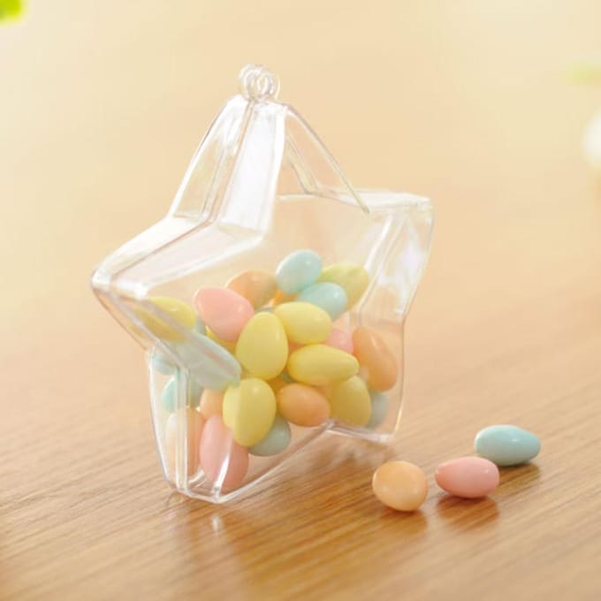 5 Stuks Transparante Bedankdoosjes Plastic Geschenkdoos Stervormige Snoepdoosjes voor Bruiloftsfeest white