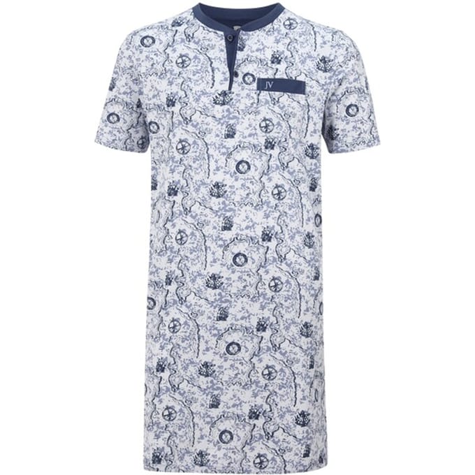 Jan Vanderstorm herren Nachthemd - 76/78 - blauw - Plus Size