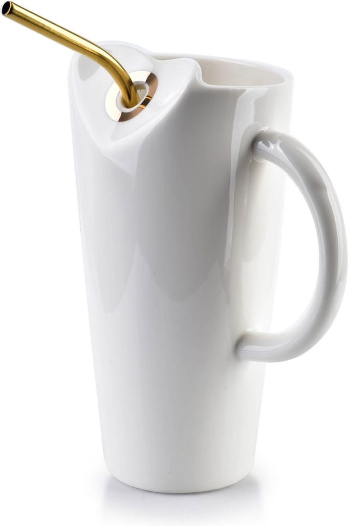 Affekdesign - Klassevolle mok met rietje - Wit - 480ml