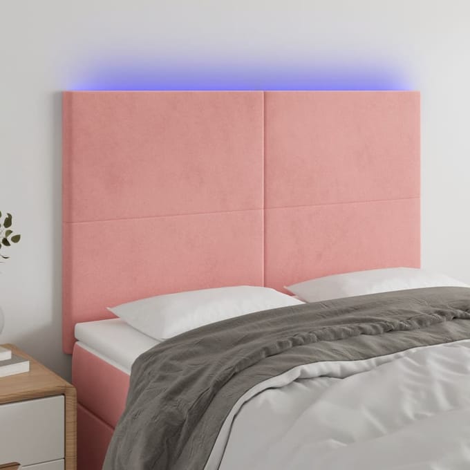 vidaXL - Hoofdbord - LED - 144x5x118/128 - cm - fluweel - zwart