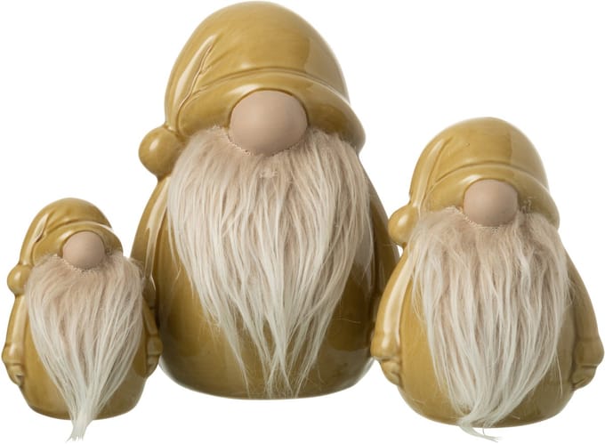 J-Line figuur Kabouter - porselein - oker - large