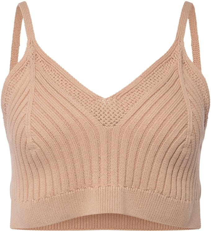 Ulla Popken - Dames - bralette ribbreisel sierranden biologisch katoen - Beige - Maat 46+