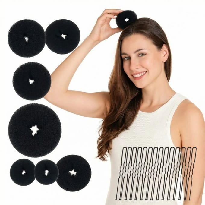 BOTC Haar Bun Maker - Ballet Buns - Haar Donuts - voor kinderen meisjes - 4 Maten - 24 stuks - Zwart