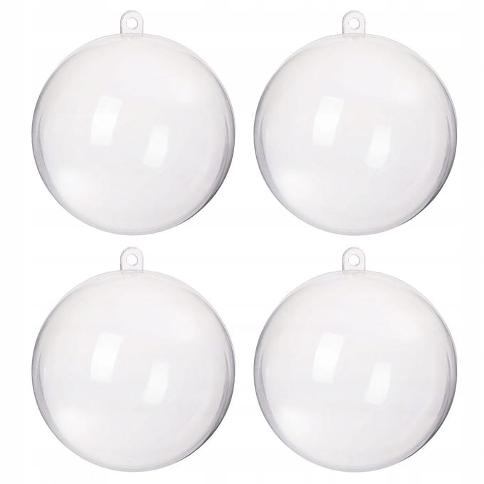 4x Acryl Kerstballen Transparant 10cm - Zelf Decoreren