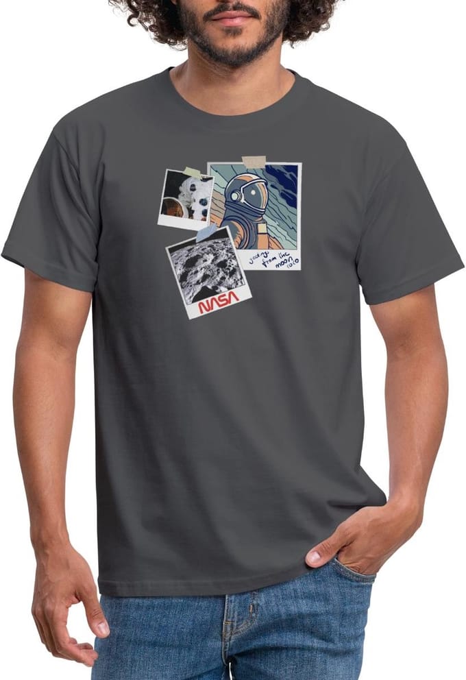 NASA Groeten Van De Maan Ontwerp T-Shirt Heren