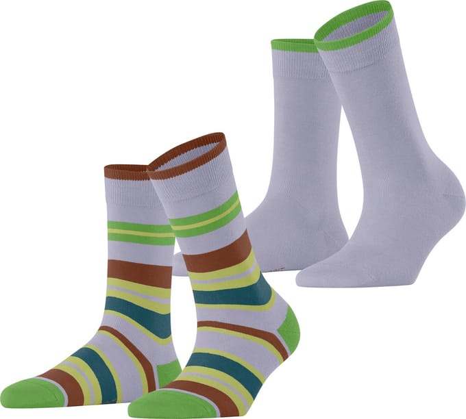 Esprit Retro Stripe 2-Pack gedessineerd katoen multipack sokken dames blauw - maat 39-42