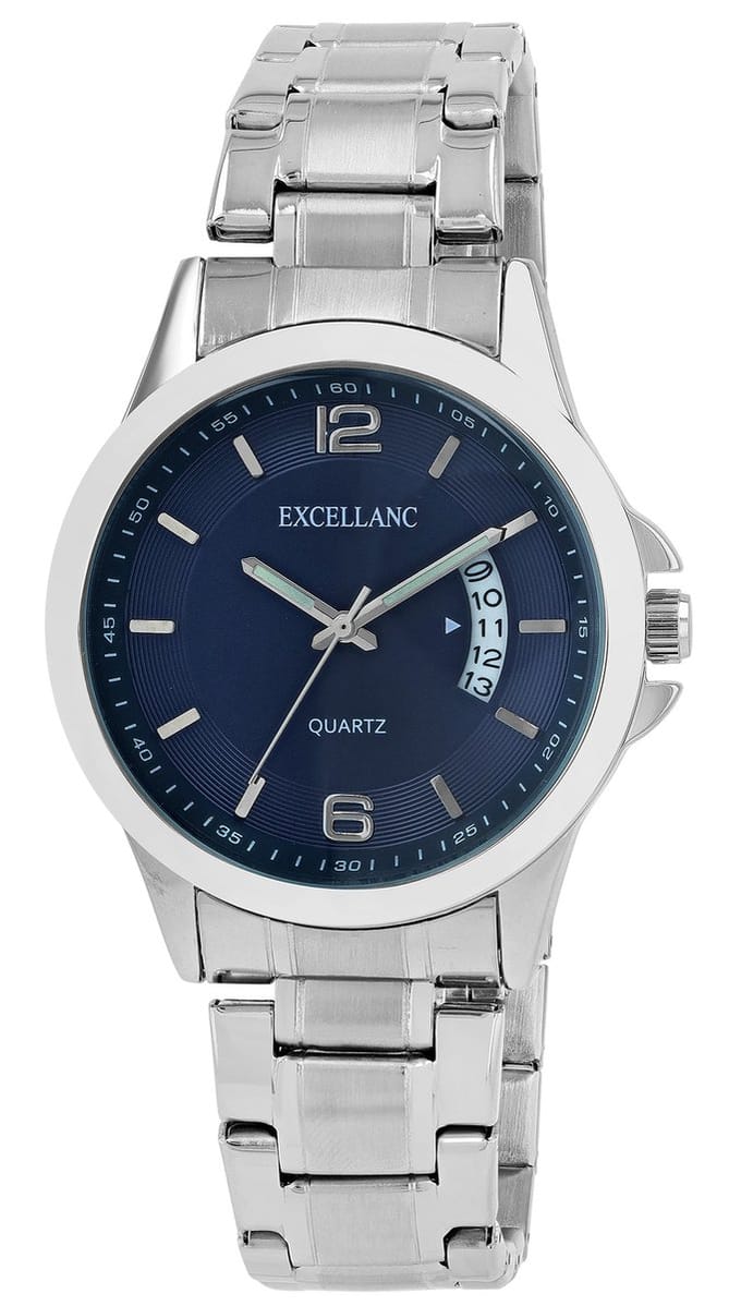 EXCELLANC Herenhorloge metaal Datumsweergave